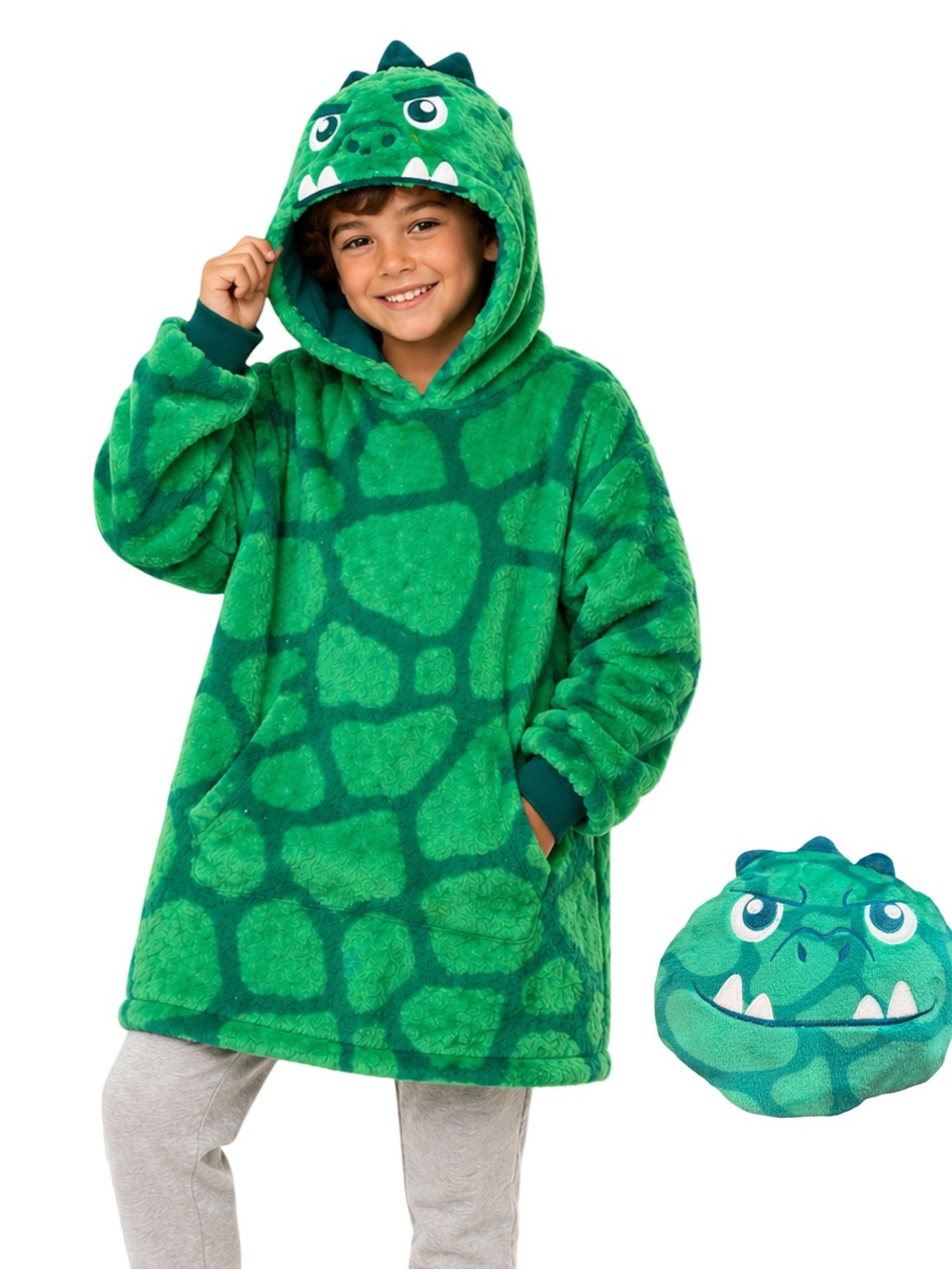 Saint Eve Kids Dino Sleep Hoodie pillow XS/S 5/6–7/8 2-in-1 Plush NWT